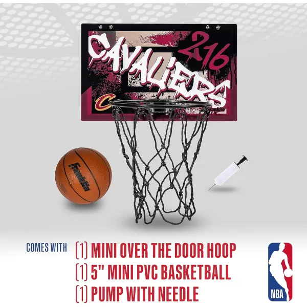 Franklin Sports NBA Team Over the Door Basketball Hoops  Kids Indoor Mini Basketball Hoop  Ball Set  NBA Fan Mini HoopsCleveland Cavaliers