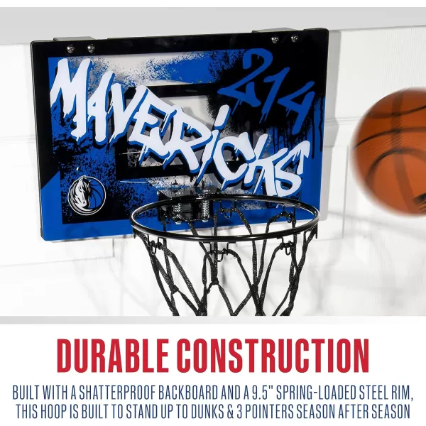 Franklin Sports NBA Team Over the Door Basketball Hoops  Kids Indoor Mini Basketball Hoop  Ball Set  NBA Fan Mini HoopsDallas Mavericks