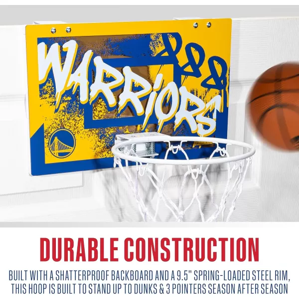 Franklin Sports NBA Team Over the Door Basketball Hoops  Kids Indoor Mini Basketball Hoop  Ball Set  NBA Fan Mini HoopsGolden State Warriors