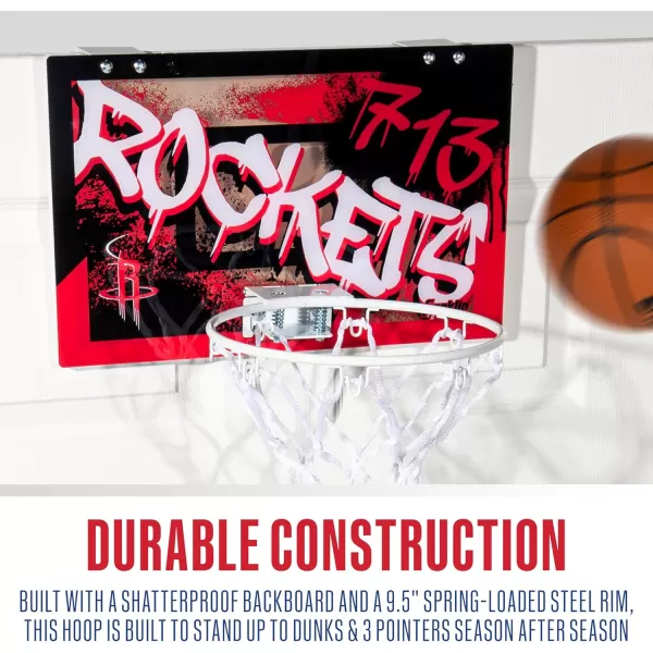 Franklin Sports NBA Team Over the Door Basketball Hoops  Kids Indoor Mini Basketball Hoop  Ball Set  NBA Fan Mini HoopsHouston Rockets