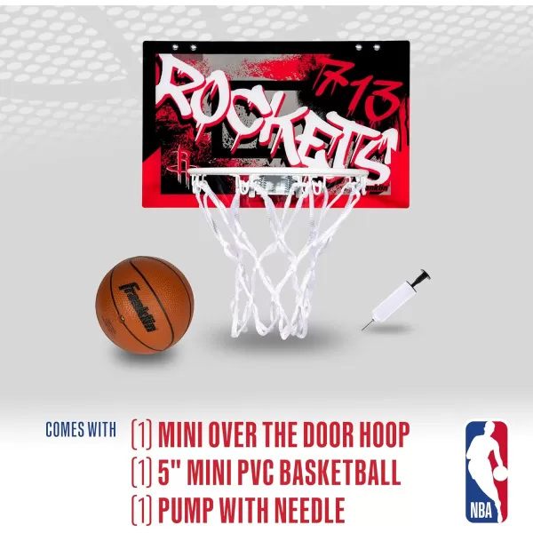 Franklin Sports NBA Team Over the Door Basketball Hoops  Kids Indoor Mini Basketball Hoop  Ball Set  NBA Fan Mini HoopsHouston Rockets