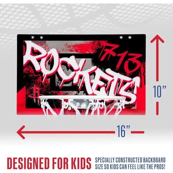 Franklin Sports NBA Team Over the Door Basketball Hoops  Kids Indoor Mini Basketball Hoop  Ball Set  NBA Fan Mini HoopsHouston Rockets