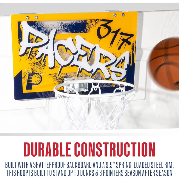 Franklin Sports NBA Team Over the Door Basketball Hoops  Kids Indoor Mini Basketball Hoop  Ball Set  NBA Fan Mini HoopsIndiana Pacers