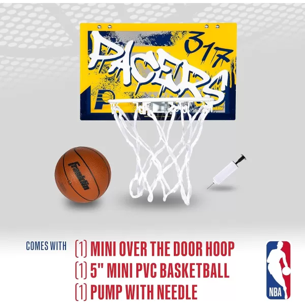 Franklin Sports NBA Team Over the Door Basketball Hoops  Kids Indoor Mini Basketball Hoop  Ball Set  NBA Fan Mini HoopsIndiana Pacers