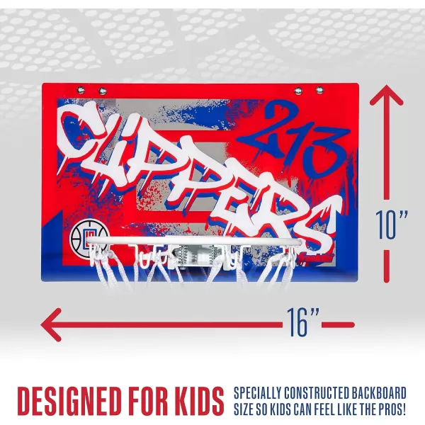 Franklin Sports NBA Team Over the Door Basketball Hoops  Kids Indoor Mini Basketball Hoop  Ball Set  NBA Fan Mini HoopsLos Angeles Clippers