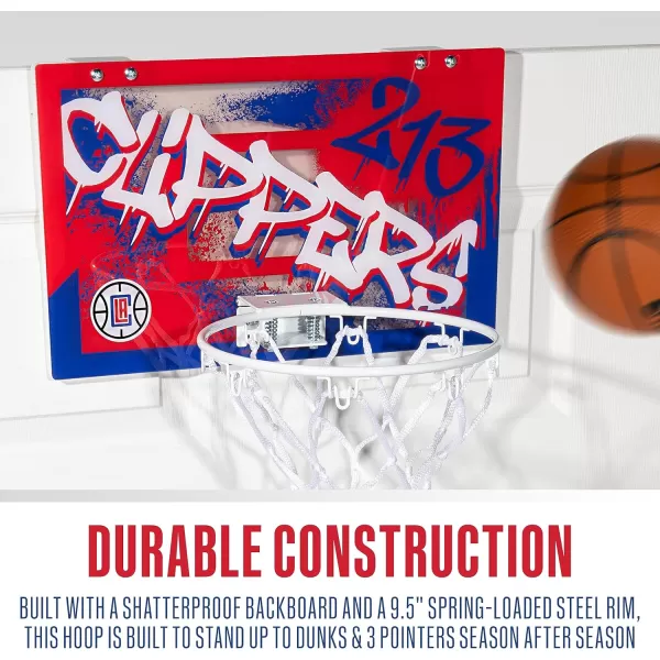Franklin Sports NBA Team Over the Door Basketball Hoops  Kids Indoor Mini Basketball Hoop  Ball Set  NBA Fan Mini HoopsLos Angeles Clippers