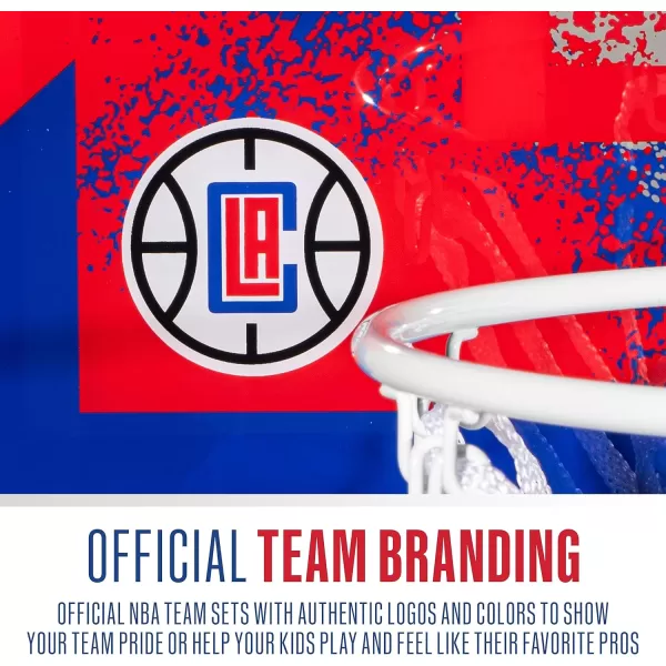 Franklin Sports NBA Team Over the Door Basketball Hoops  Kids Indoor Mini Basketball Hoop  Ball Set  NBA Fan Mini HoopsLos Angeles Clippers