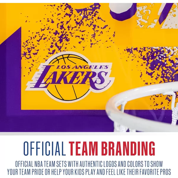 Franklin Sports NBA Team Over the Door Basketball Hoops  Kids Indoor Mini Basketball Hoop  Ball Set  NBA Fan Mini HoopsLos Angeles Lakers