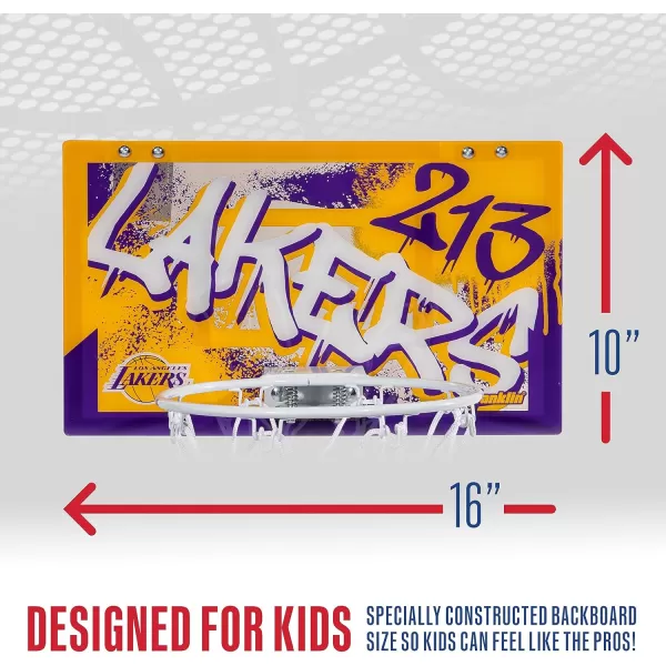 Franklin Sports NBA Team Over the Door Basketball Hoops  Kids Indoor Mini Basketball Hoop  Ball Set  NBA Fan Mini HoopsLos Angeles Lakers