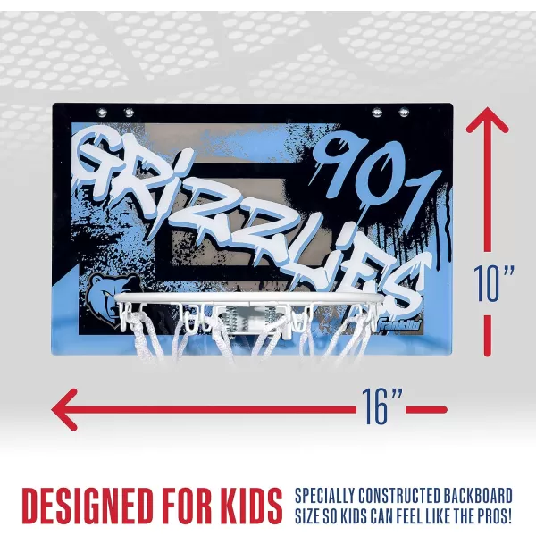 Franklin Sports NBA Team Over the Door Basketball Hoops  Kids Indoor Mini Basketball Hoop  Ball Set  NBA Fan Mini HoopsMemphis Grizzlies