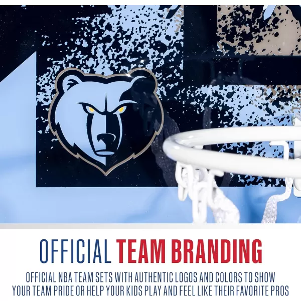 Franklin Sports NBA Team Over the Door Basketball Hoops  Kids Indoor Mini Basketball Hoop  Ball Set  NBA Fan Mini HoopsMemphis Grizzlies