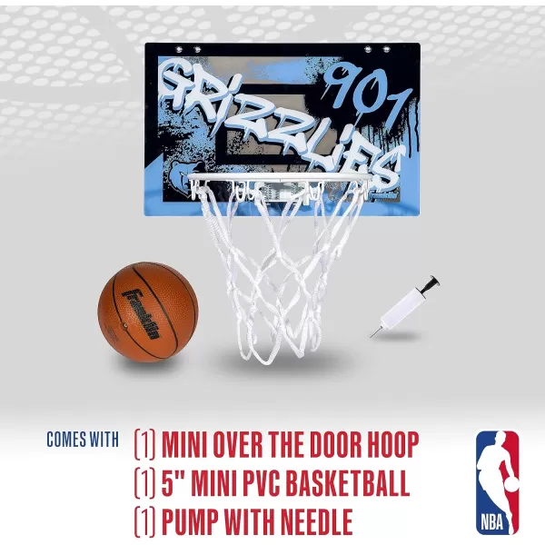 Franklin Sports NBA Team Over the Door Basketball Hoops  Kids Indoor Mini Basketball Hoop  Ball Set  NBA Fan Mini HoopsMemphis Grizzlies