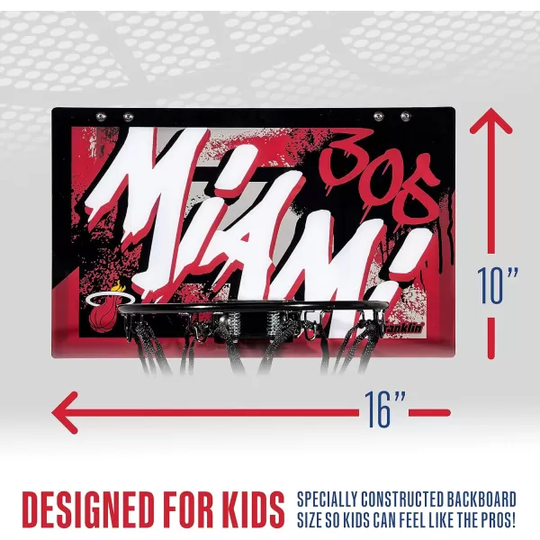 Franklin Sports NBA Team Over the Door Basketball Hoops  Kids Indoor Mini Basketball Hoop  Ball Set  NBA Fan Mini HoopsMiami Heat