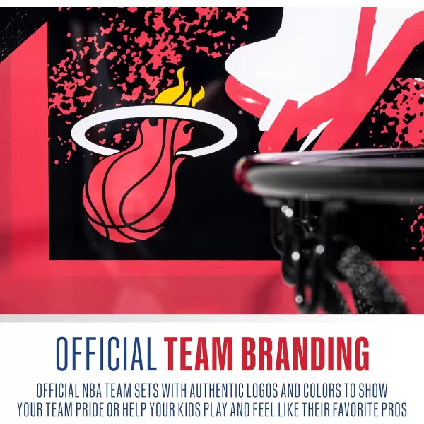Franklin Sports NBA Team Over the Door Basketball Hoops  Kids Indoor Mini Basketball Hoop  Ball Set  NBA Fan Mini HoopsMiami Heat
