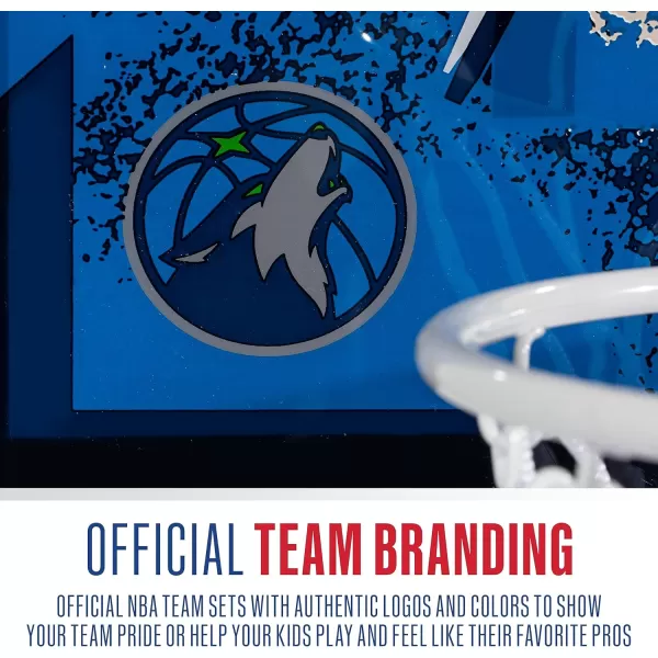 Franklin Sports NBA Team Over the Door Basketball Hoops  Kids Indoor Mini Basketball Hoop  Ball Set  NBA Fan Mini HoopsMinnesota Timberwolves