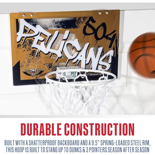 Franklin Sports NBA Team Over the Door Basketball Hoops  Kids Indoor Mini Basketball Hoop  Ball Set  NBA Fan Mini HoopsNew Orleans Pelicans