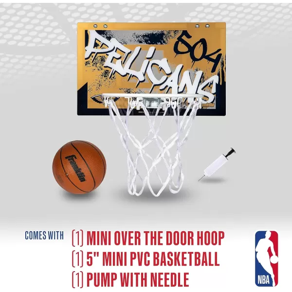 Franklin Sports NBA Team Over the Door Basketball Hoops  Kids Indoor Mini Basketball Hoop  Ball Set  NBA Fan Mini HoopsNew Orleans Pelicans
