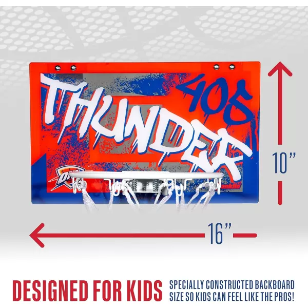 Franklin Sports NBA Team Over the Door Basketball Hoops  Kids Indoor Mini Basketball Hoop  Ball Set  NBA Fan Mini HoopsOklahoma City Thunder