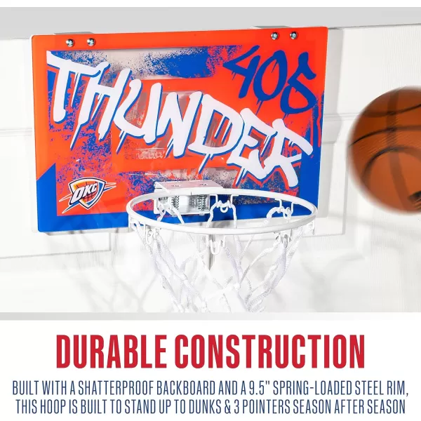 Franklin Sports NBA Team Over the Door Basketball Hoops  Kids Indoor Mini Basketball Hoop  Ball Set  NBA Fan Mini HoopsOklahoma City Thunder
