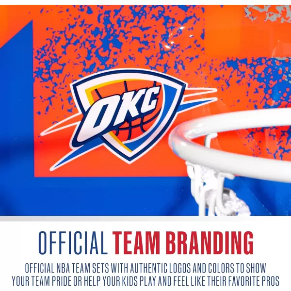 Franklin Sports NBA Team Over the Door Basketball Hoops  Kids Indoor Mini Basketball Hoop  Ball Set  NBA Fan Mini HoopsOklahoma City Thunder