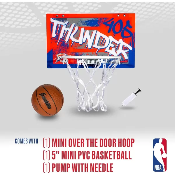 Franklin Sports NBA Team Over the Door Basketball Hoops  Kids Indoor Mini Basketball Hoop  Ball Set  NBA Fan Mini HoopsOklahoma City Thunder