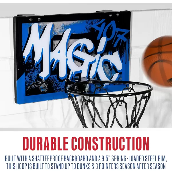 Franklin Sports NBA Team Over the Door Basketball Hoops  Kids Indoor Mini Basketball Hoop  Ball Set  NBA Fan Mini HoopsOrlando Magic