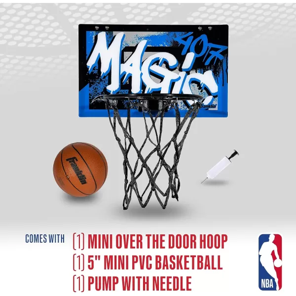 Franklin Sports NBA Team Over the Door Basketball Hoops  Kids Indoor Mini Basketball Hoop  Ball Set  NBA Fan Mini HoopsOrlando Magic