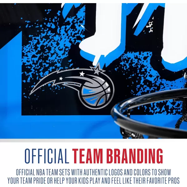 Franklin Sports NBA Team Over the Door Basketball Hoops  Kids Indoor Mini Basketball Hoop  Ball Set  NBA Fan Mini HoopsOrlando Magic