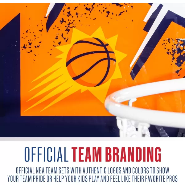 Franklin Sports NBA Team Over the Door Basketball Hoops  Kids Indoor Mini Basketball Hoop  Ball Set  NBA Fan Mini HoopsPhoenix Suns
