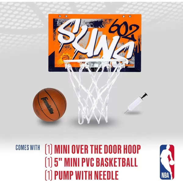 Franklin Sports NBA Team Over the Door Basketball Hoops  Kids Indoor Mini Basketball Hoop  Ball Set  NBA Fan Mini HoopsPhoenix Suns