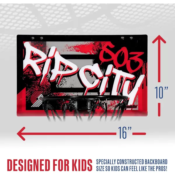 Franklin Sports NBA Team Over the Door Basketball Hoops  Kids Indoor Mini Basketball Hoop  Ball Set  NBA Fan Mini HoopsPortland Trail Blazers