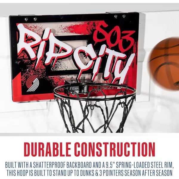 Franklin Sports NBA Team Over the Door Basketball Hoops  Kids Indoor Mini Basketball Hoop  Ball Set  NBA Fan Mini HoopsPortland Trail Blazers