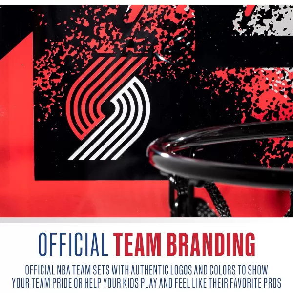 Franklin Sports NBA Team Over the Door Basketball Hoops  Kids Indoor Mini Basketball Hoop  Ball Set  NBA Fan Mini HoopsPortland Trail Blazers