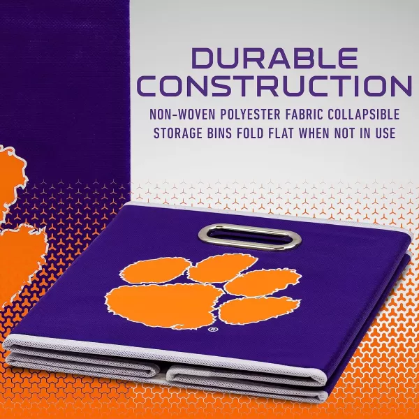 Franklin Sports NCAA College Team Fabric Storage Cubes Made to Fit Storage Bin Organizers 11x105x105Clemson Tigers