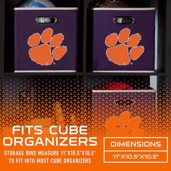 Franklin Sports NCAA College Team Fabric Storage Cubes Made to Fit Storage Bin Organizers 11x105x105Clemson Tigers