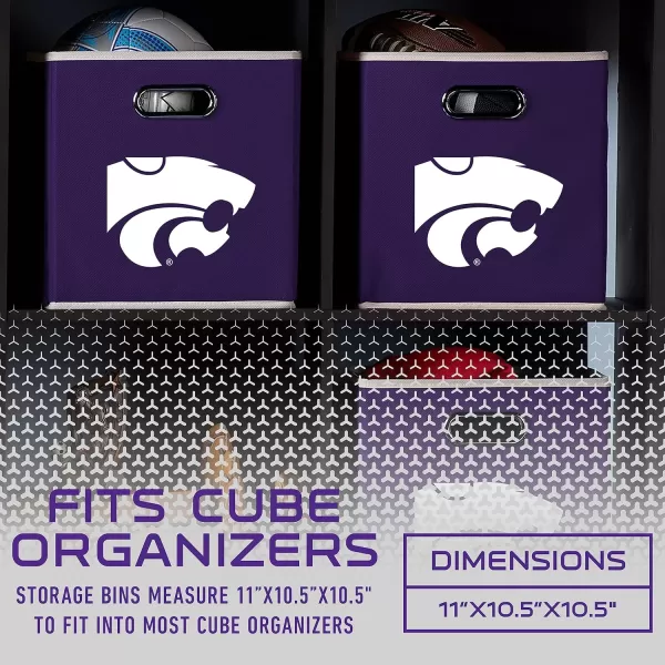 Franklin Sports NCAA College Team Fabric Storage Cubes Made to Fit Storage Bin Organizers 11x105x105Kansas State Wildcats