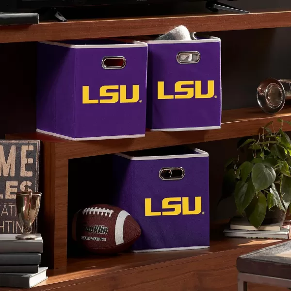 Franklin Sports NCAA College Team Fabric Storage Cubes Made to Fit Storage Bin Organizers 11x105x105LSU Tigers