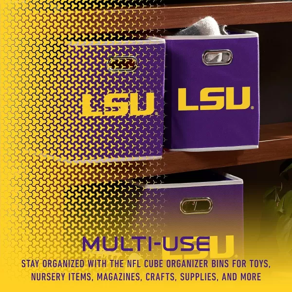 Franklin Sports NCAA College Team Fabric Storage Cubes Made to Fit Storage Bin Organizers 11x105x105LSU Tigers