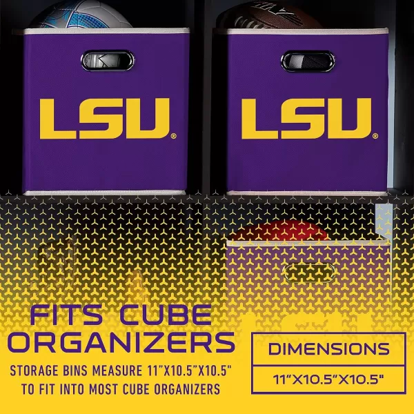 Franklin Sports NCAA College Team Fabric Storage Cubes Made to Fit Storage Bin Organizers 11x105x105LSU Tigers