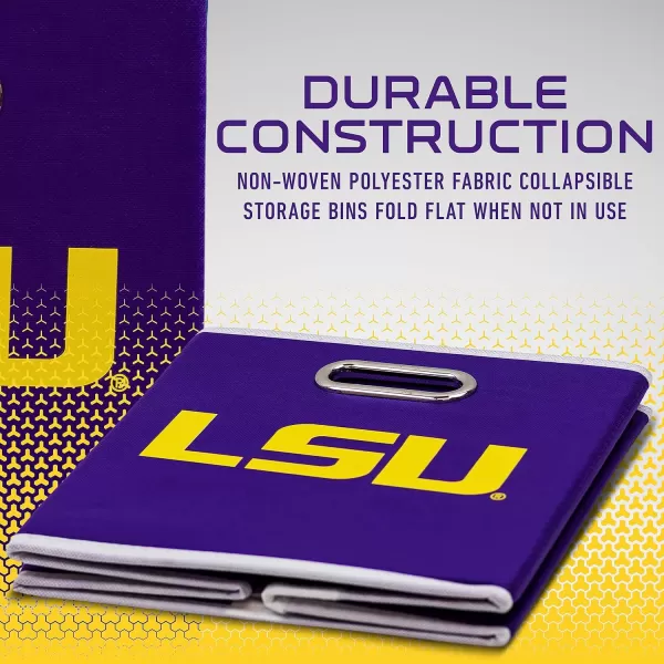 Franklin Sports NCAA College Team Fabric Storage Cubes Made to Fit Storage Bin Organizers 11x105x105LSU Tigers