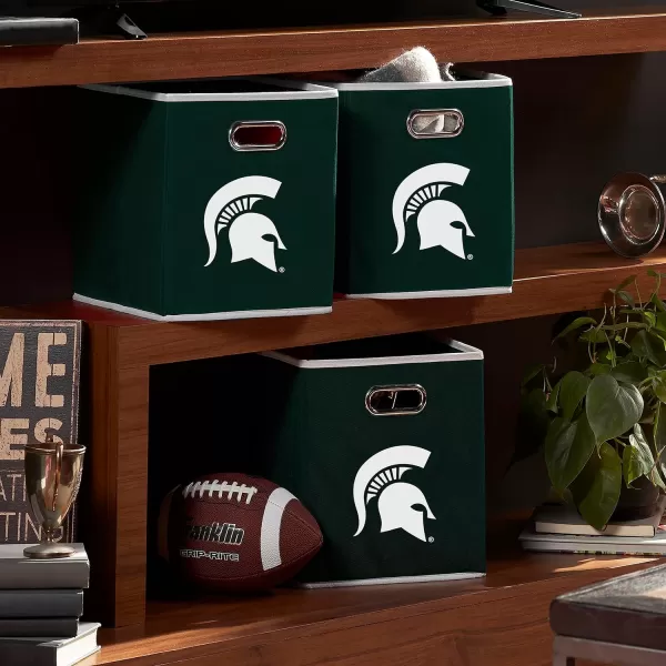 Franklin Sports NCAA College Team Fabric Storage Cubes Made to Fit Storage Bin Organizers 11x105x105Michigan State Spartans
