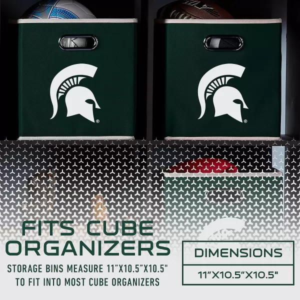 Franklin Sports NCAA College Team Fabric Storage Cubes Made to Fit Storage Bin Organizers 11x105x105Michigan State Spartans