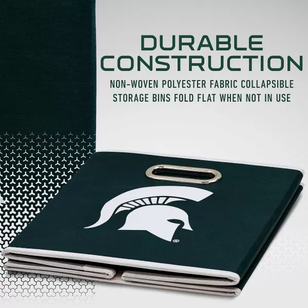 Franklin Sports NCAA College Team Fabric Storage Cubes Made to Fit Storage Bin Organizers 11x105x105Michigan State Spartans
