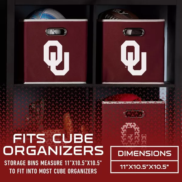 Franklin Sports NCAA College Team Fabric Storage Cubes Made to Fit Storage Bin Organizers 11x105x105Oklahoma Sooners