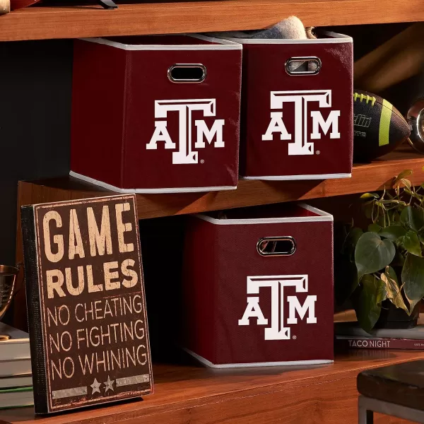 Franklin Sports NCAA College Team Fabric Storage Cubes Made to Fit Storage Bin Organizers 11x105x105Texas AM Aggies
