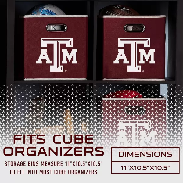 Franklin Sports NCAA College Team Fabric Storage Cubes Made to Fit Storage Bin Organizers 11x105x105Texas AM Aggies