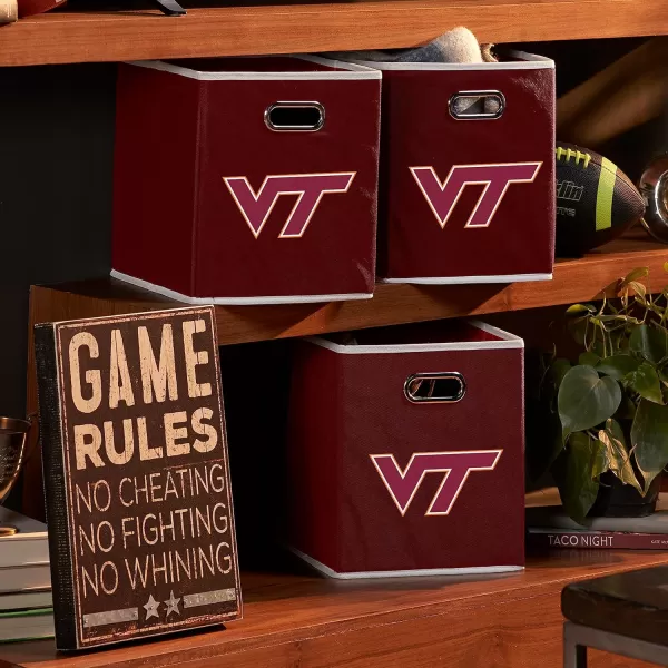 Franklin Sports NCAA College Team Fabric Storage Cubes Made to Fit Storage Bin Organizers 11x105x105Virginia Tech