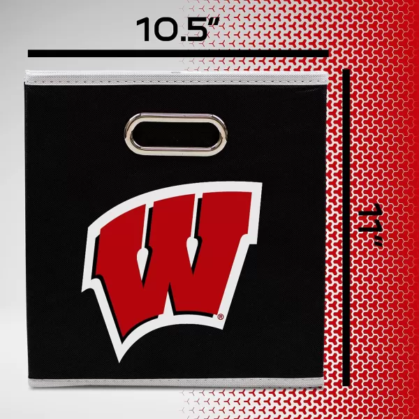 Franklin Sports NCAA College Team Fabric Storage Cubes Made to Fit Storage Bin Organizers 11x105x105Wisconsin Badgers