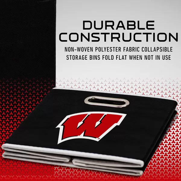 Franklin Sports NCAA College Team Fabric Storage Cubes Made to Fit Storage Bin Organizers 11x105x105Wisconsin Badgers