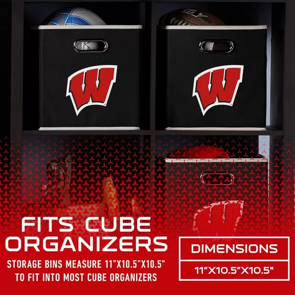 Franklin Sports NCAA College Team Fabric Storage Cubes Made to Fit Storage Bin Organizers 11x105x105Wisconsin Badgers